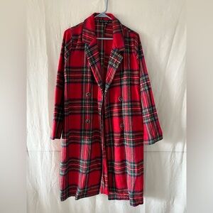 HYFVE Red Plaid Pea Coat